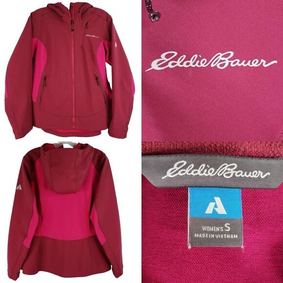 Eddie Bauer First Ascent Full Zip Up Red Hooded Women's Size Small S Thumb Holes - Picture 1 of 12